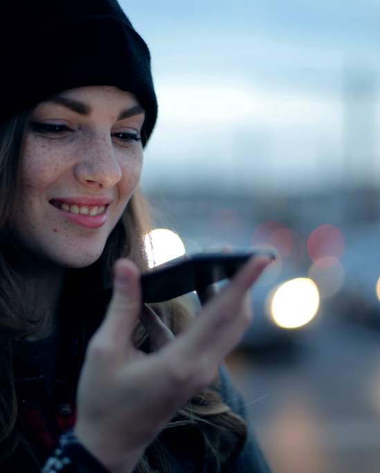 A woman contacting through mobile